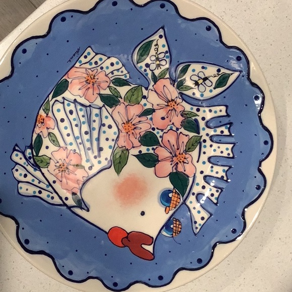 Diane Stoneware Artware Come Dream With Me Lipstick Fish Plate - Picture 2 of 9